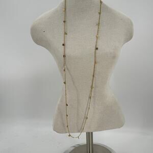 Vintage long Gold square necklace